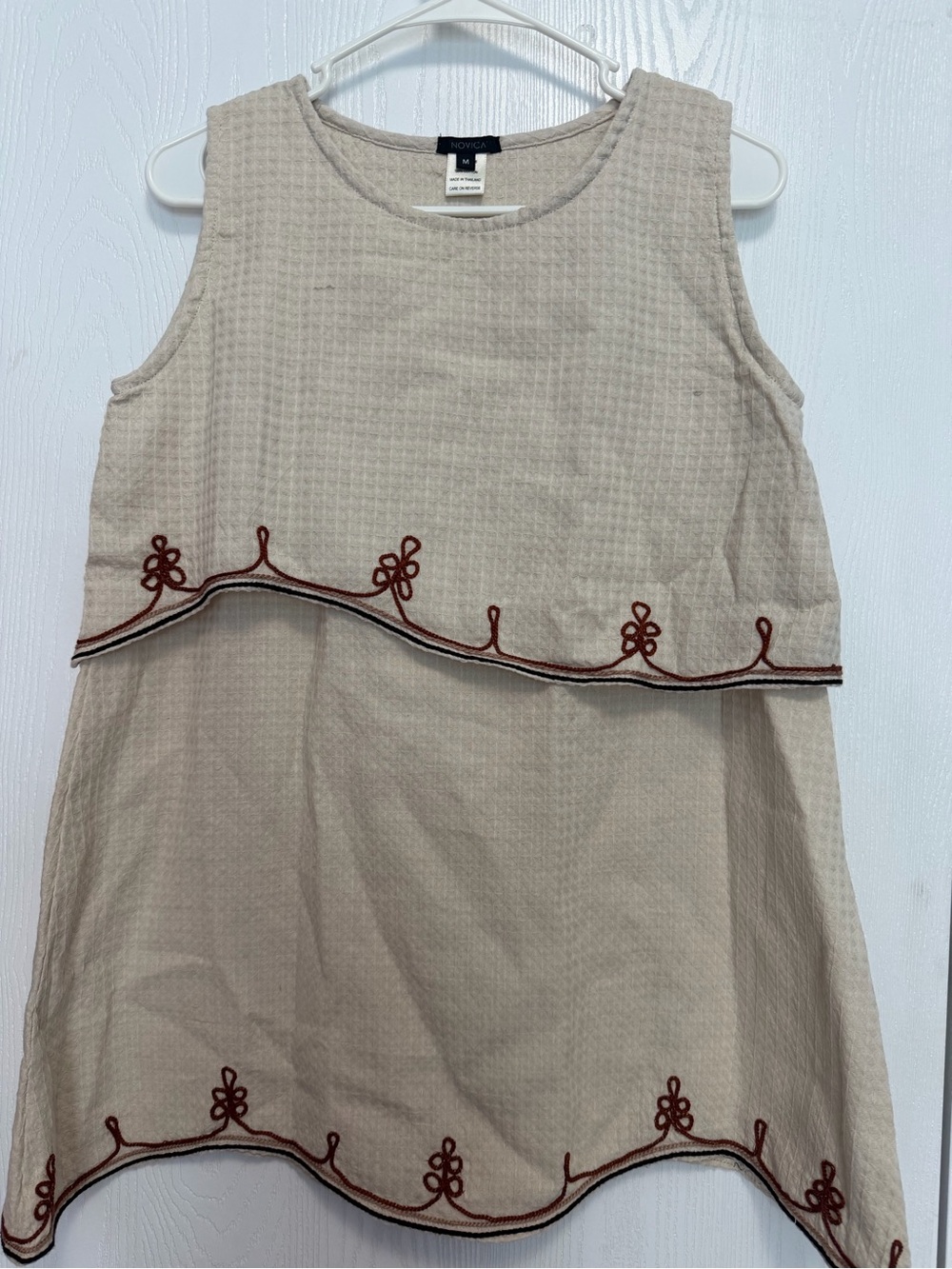 Novica cotton Layered tank top Embroidered Trim